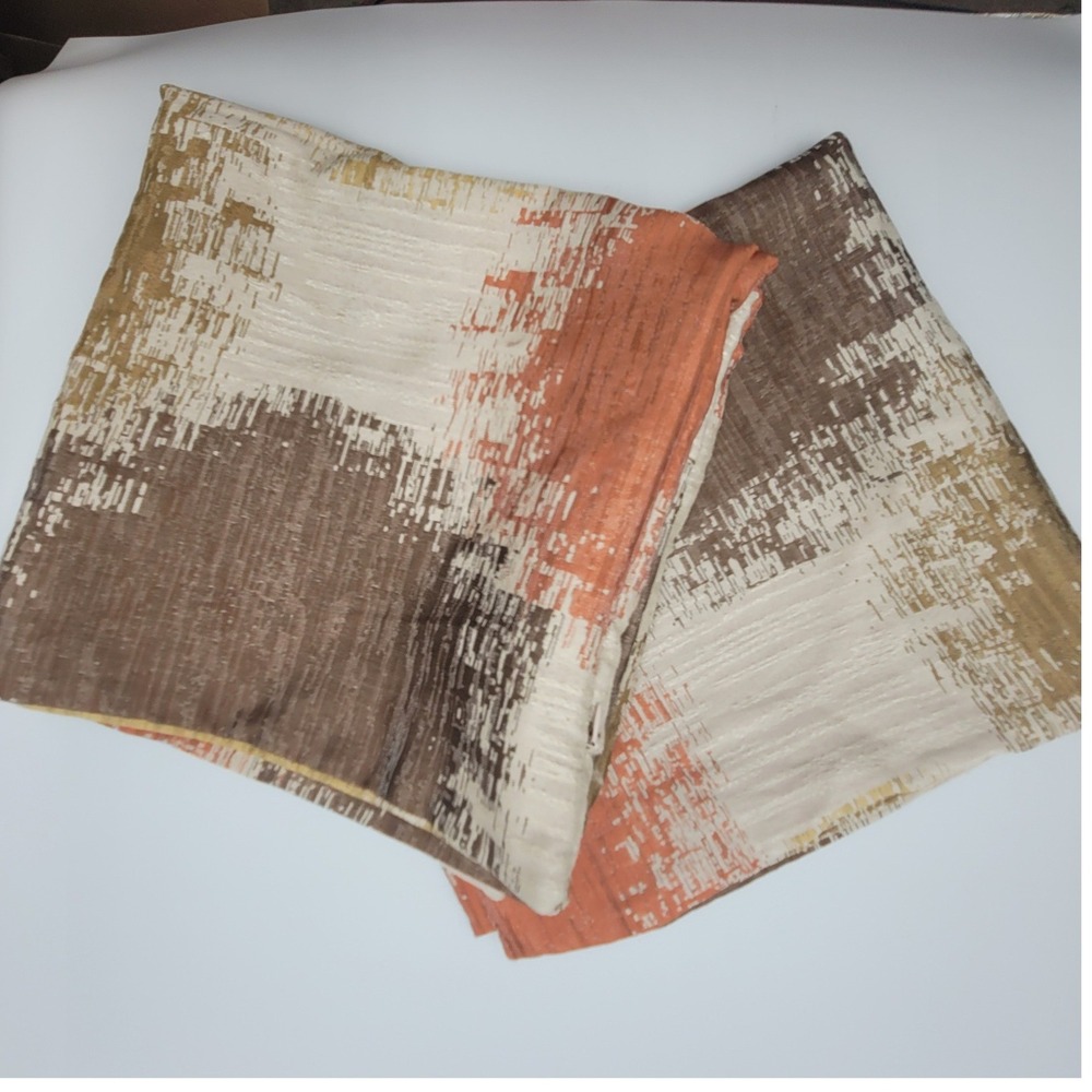 Set of 2 Abstract Ikat Dot Throw Pillow Covers 22x22 Earth Tones MCM